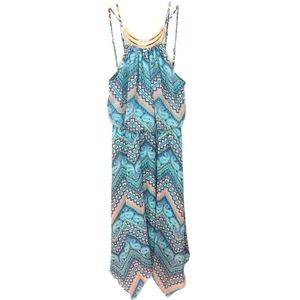 No Boundaries Teal Paisley Geometric Midi Dress M